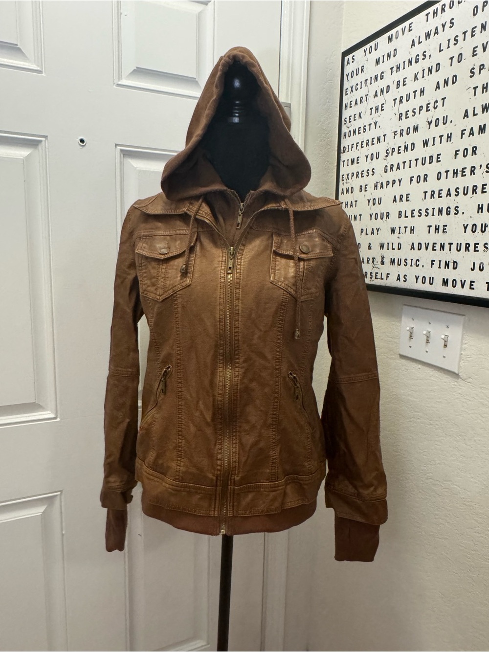 Women’s Brown Hooded Zip-Up Jacket